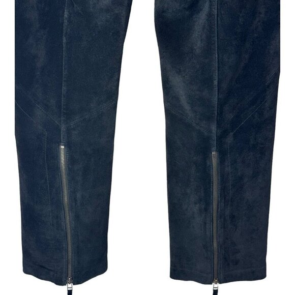 Siena Studio Pants Women 10 Black Suede Leather Zipper Accents Straight Leg - Picture 6 of 13